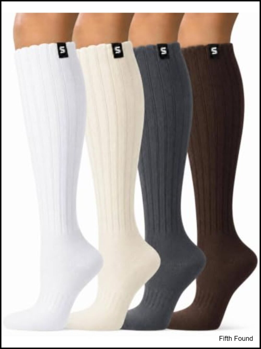 Knee High Cotton Socks for Women Slouch Boot Socks 4 Pack